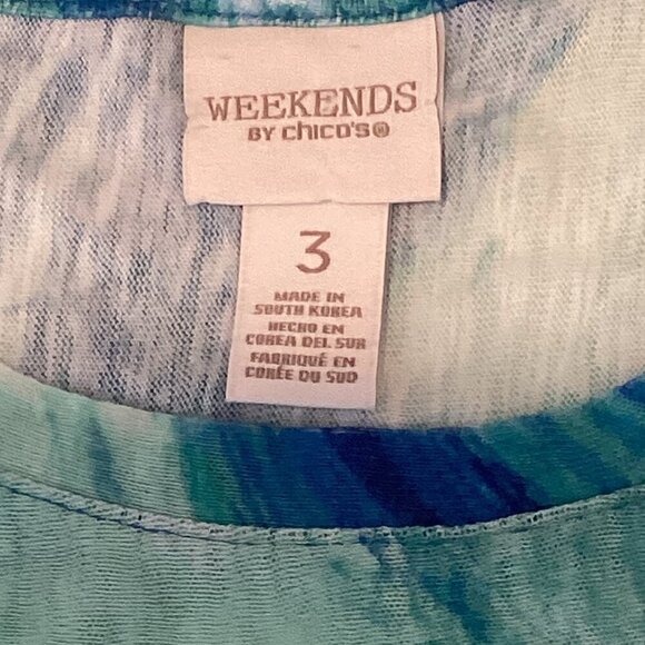 Chico's Weekends Relaxed Tee Top Swim Cover-up 3 (XL/16) Ocean Blue Swirls 282K - Picture 6 of 8